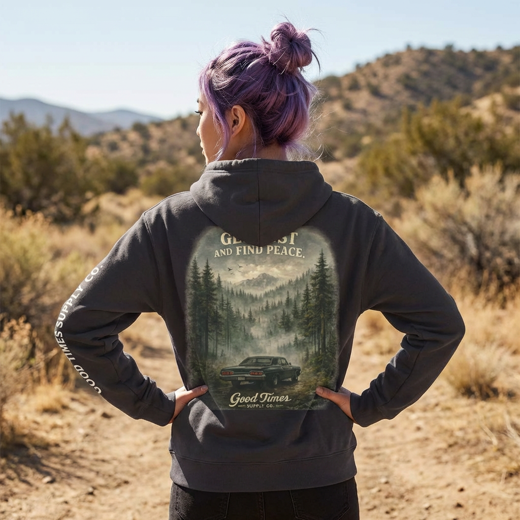 Vintage Outdoors — "Get Lost and Find Peace" Graphic Pullover